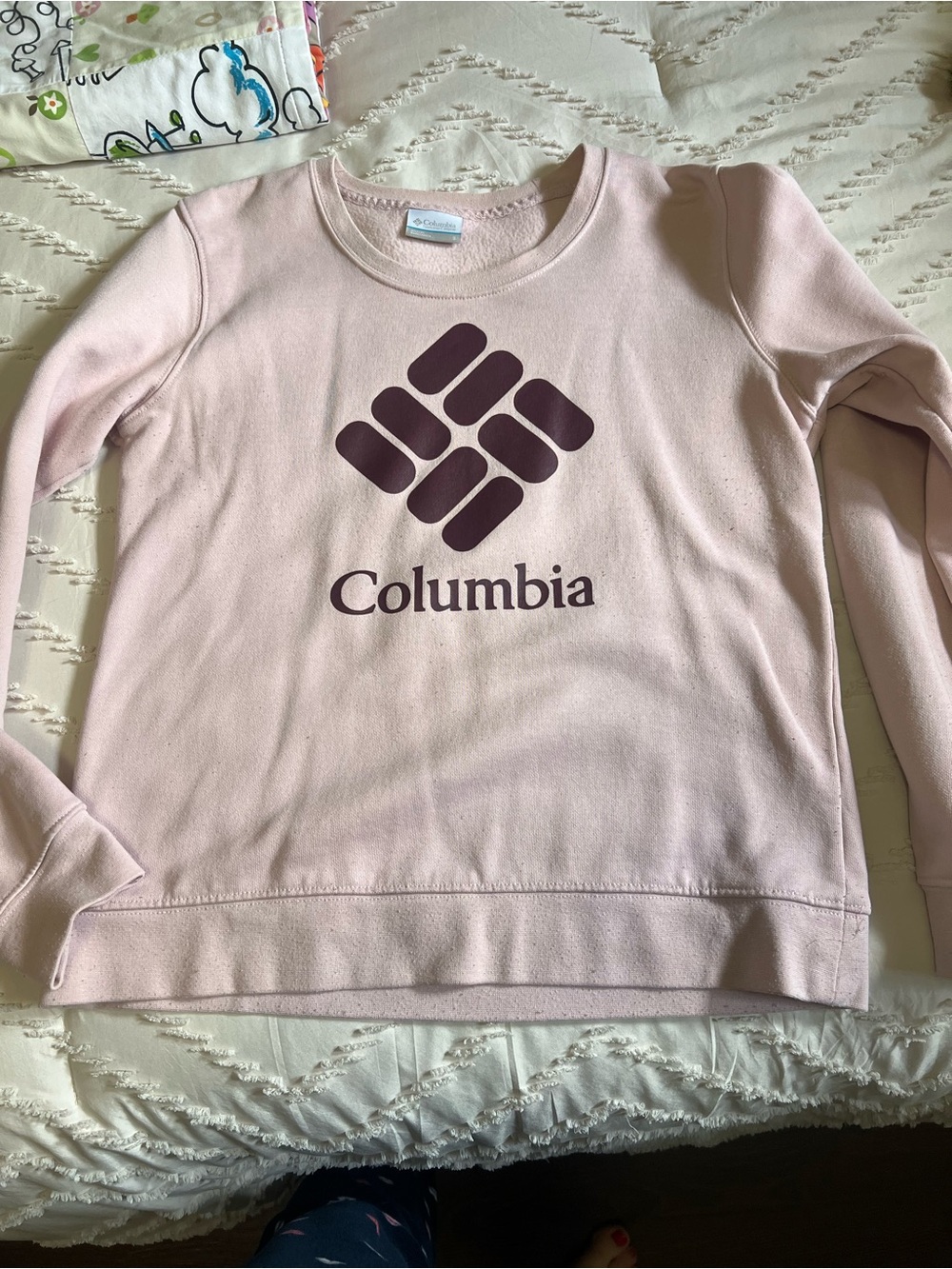 Columbia Light Pink Fleece Pullover with Teal Accent Tag